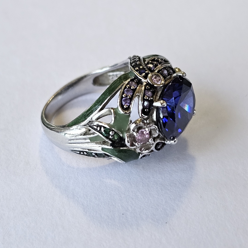Retired Victoria Wieck Tanzanite and Amethyst Ring in Sterling Silver Sz 8! - Picture 3 of 14